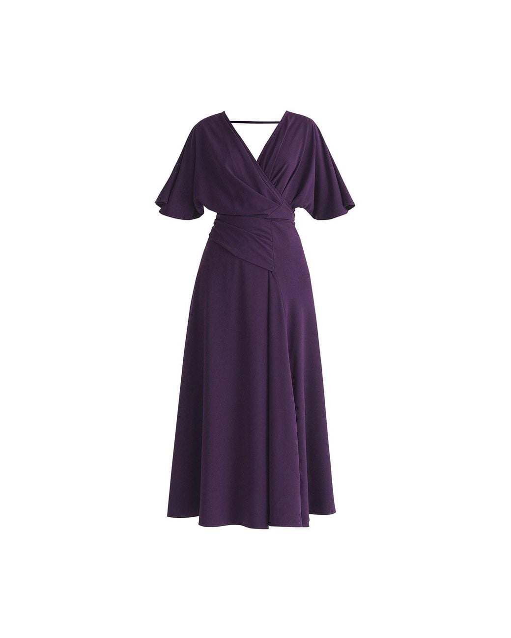 Paisie Purple Flare Sleeves Maxi Wrap Dress