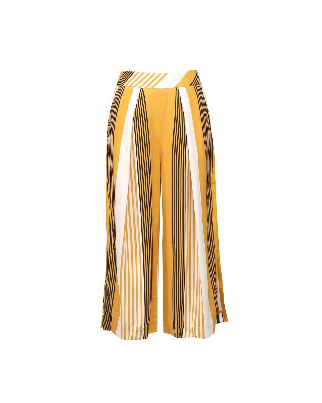Smart and Joy Metallic Stripe Print Fold Capri Pants