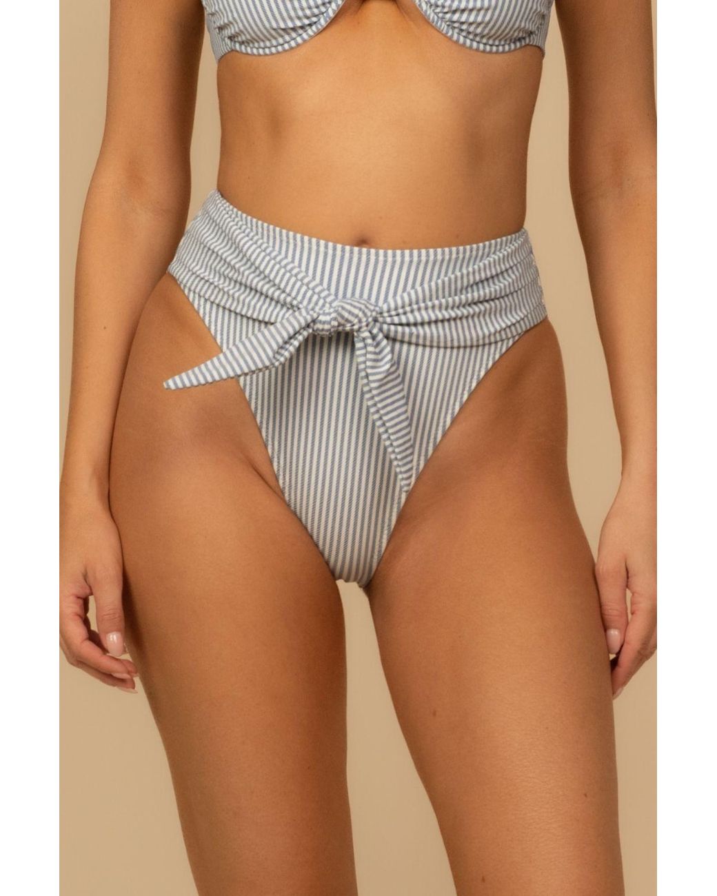Montce Blue Classic Stripe Paula Tie-Up Bikini Bottom