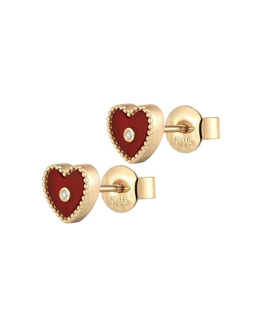 Larisa Beaumont Red Mini Onyx Heart Stud Earrings