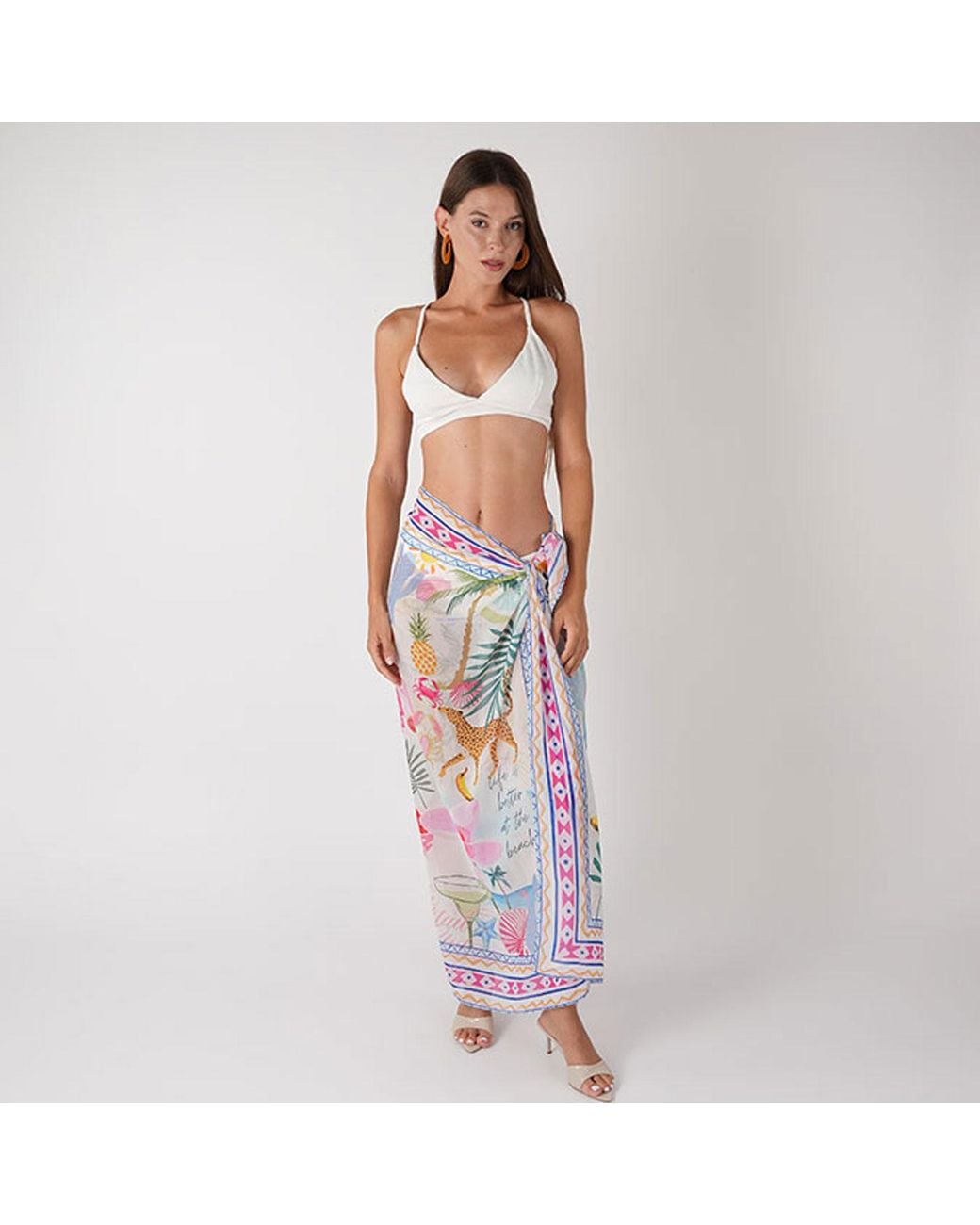LOVEIST STORE Blue Nancy Bloom Design Chiffon Pareo