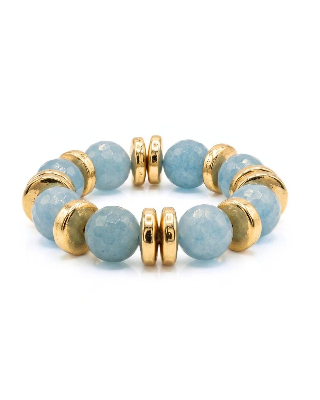 Jaredjamin Blue Olivia Gemstone & Disc Stretch Bracelet