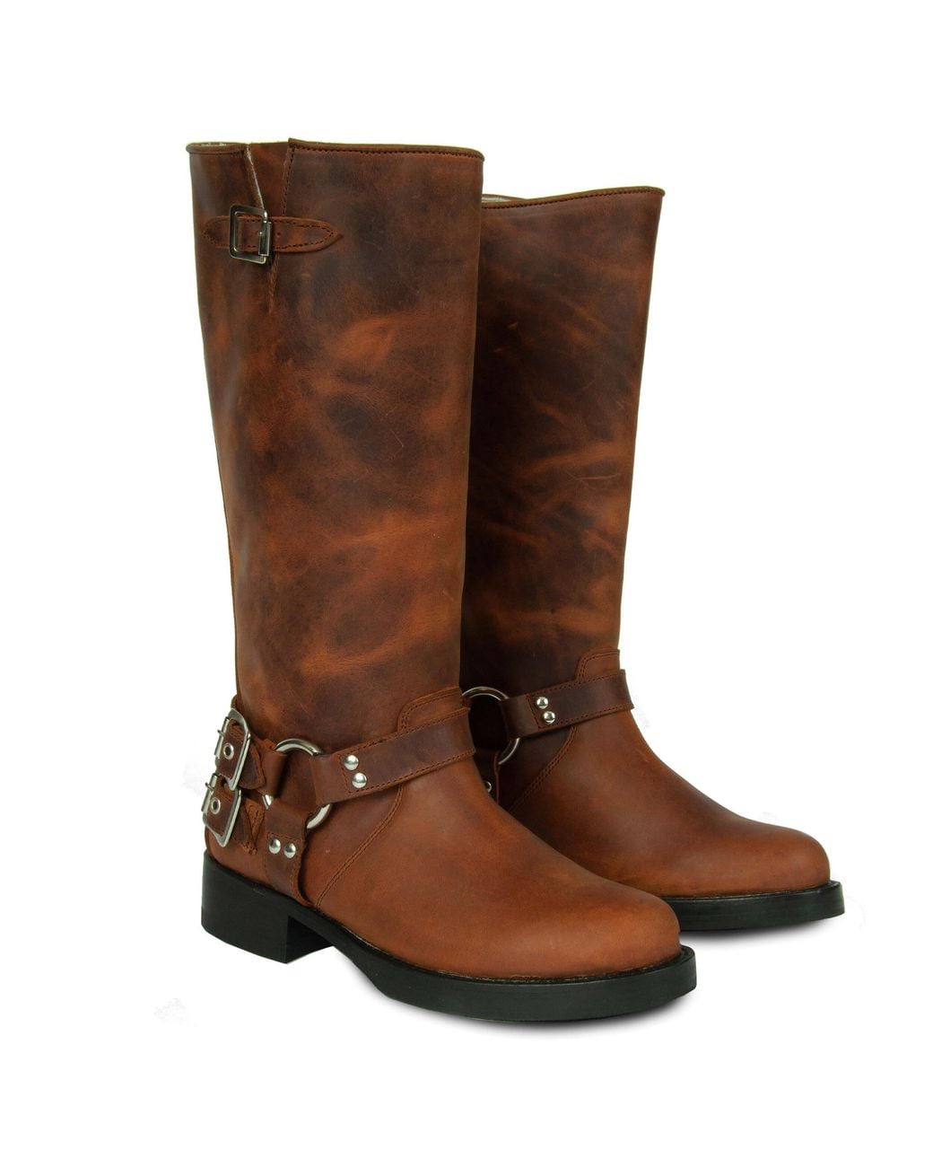 Urbnkicks Brown Tall Biker Distressed Boots
