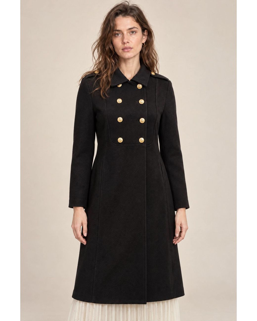 James Lakeland Black Military Long Coat