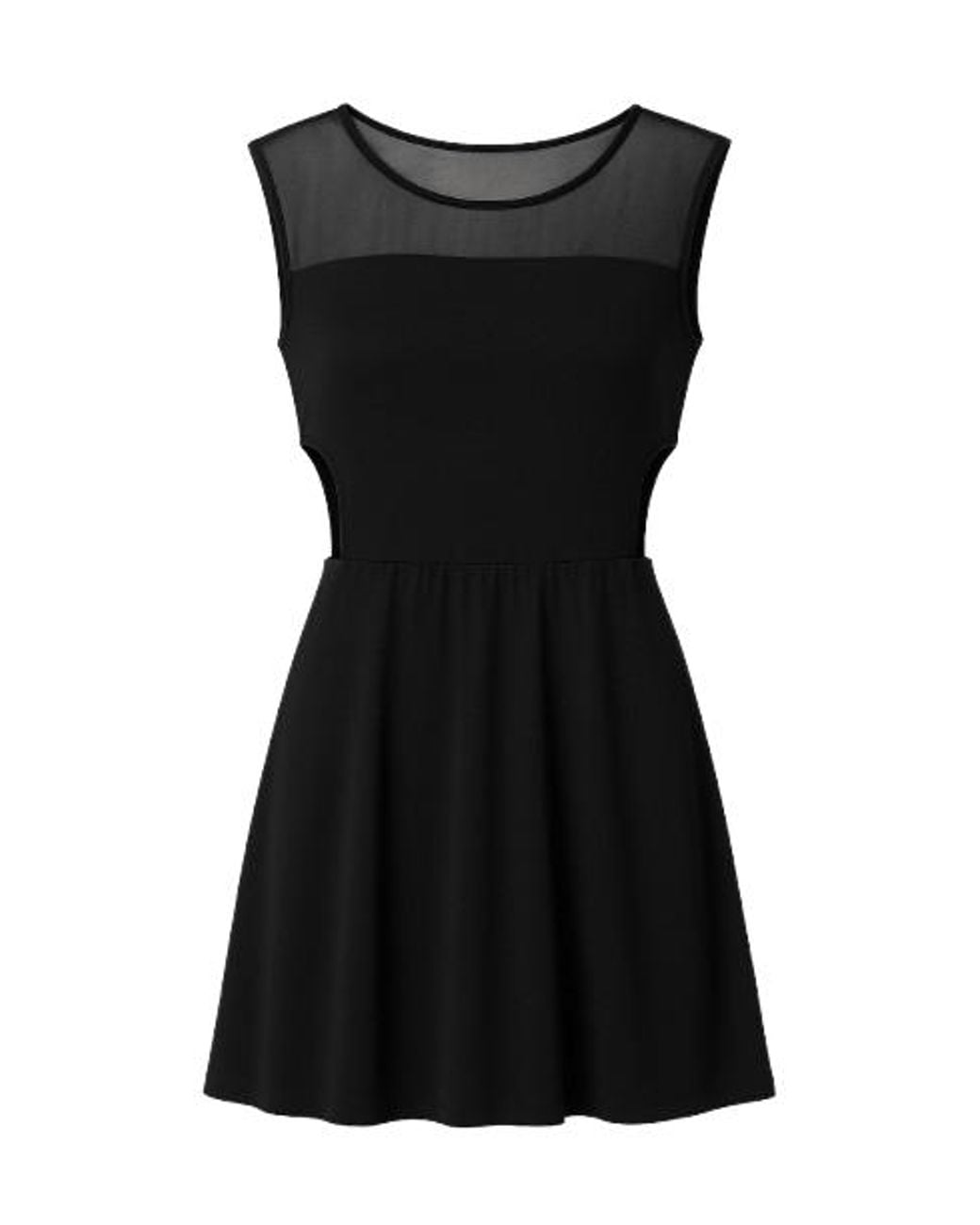 Conquista Black Sheer Detail Skater Dress