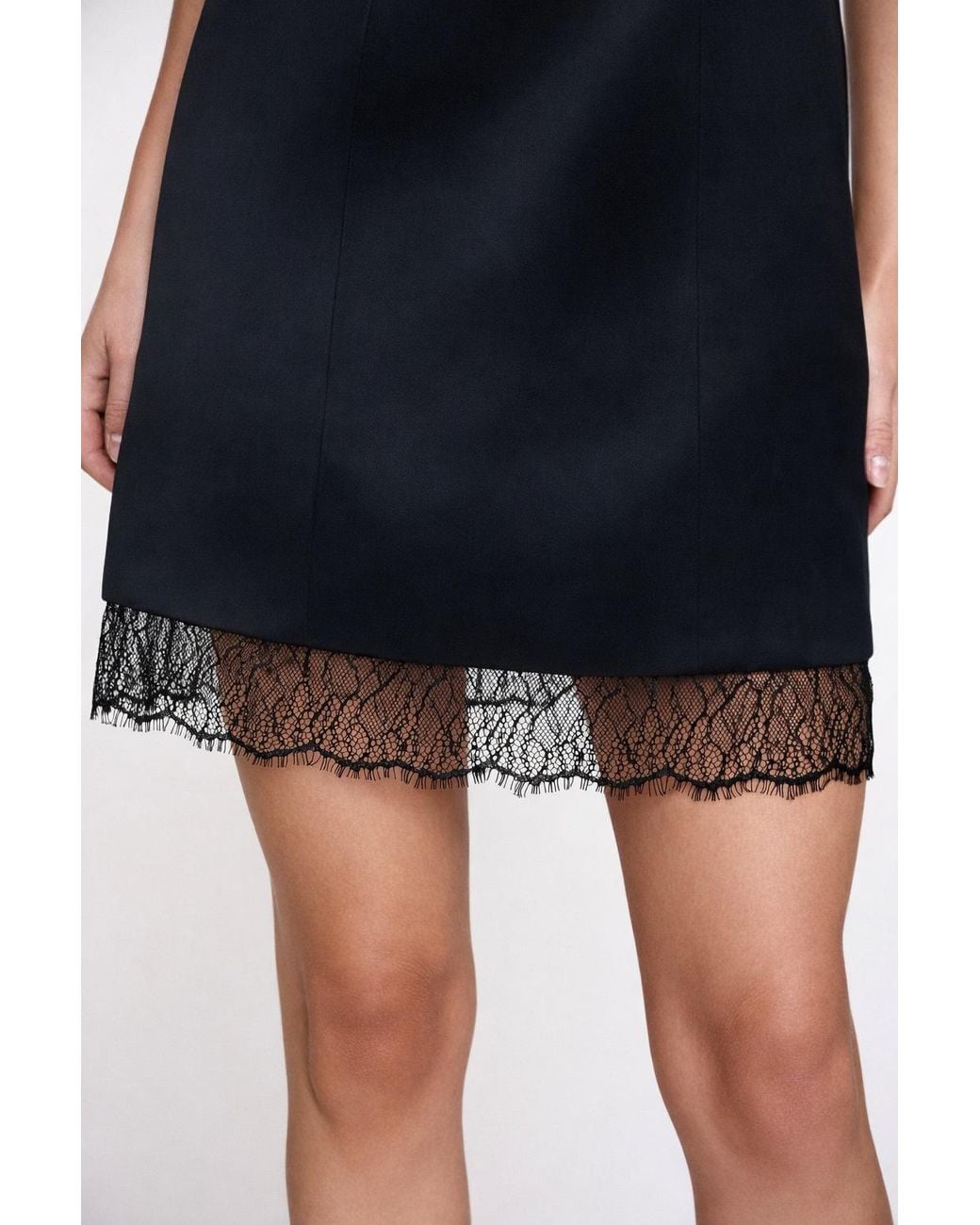 Marieta Yan Black Éclat Lace-Trim Dress