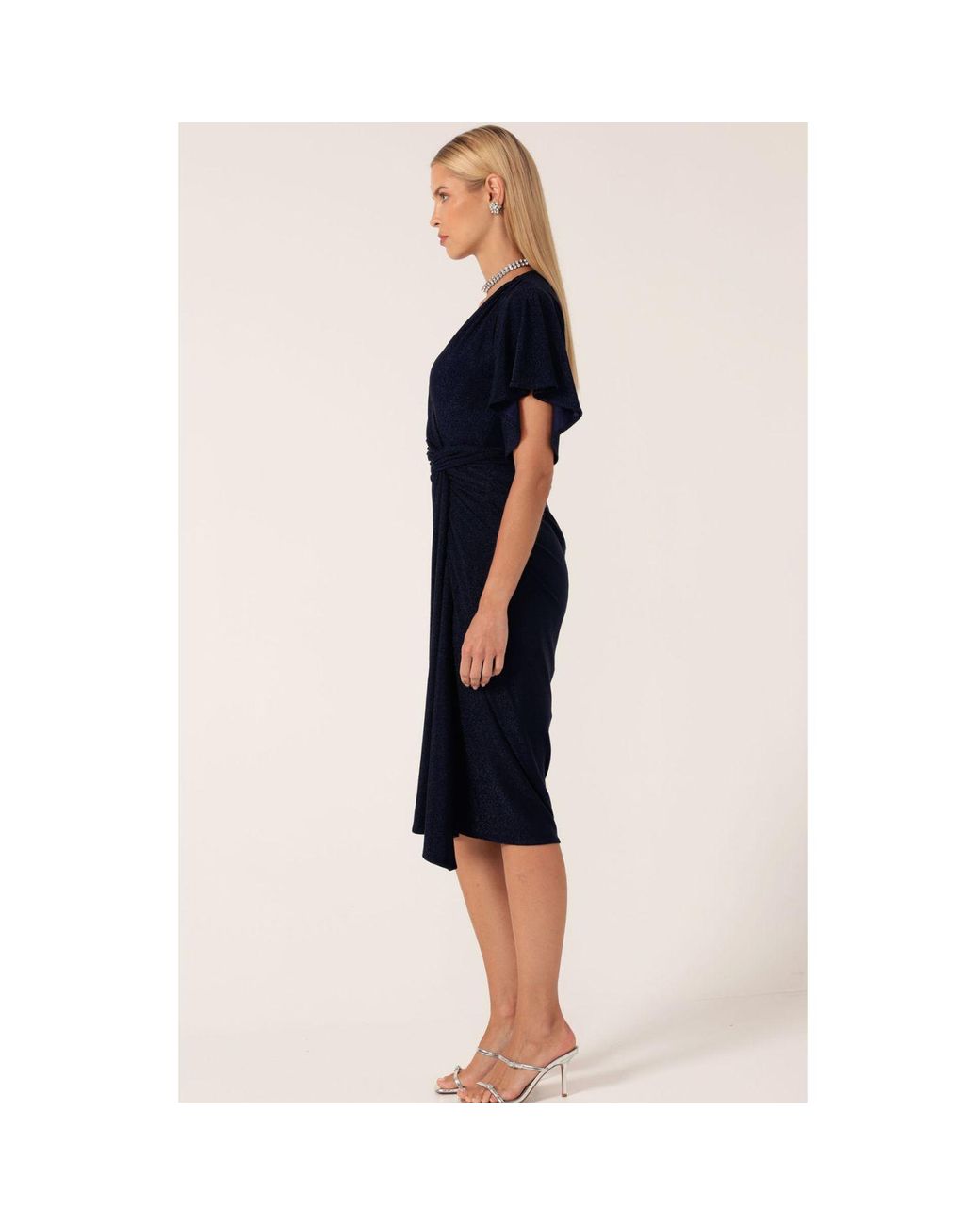 SACHA DRAKE Blue The Emporium Lurex Stretch Jersey Dress