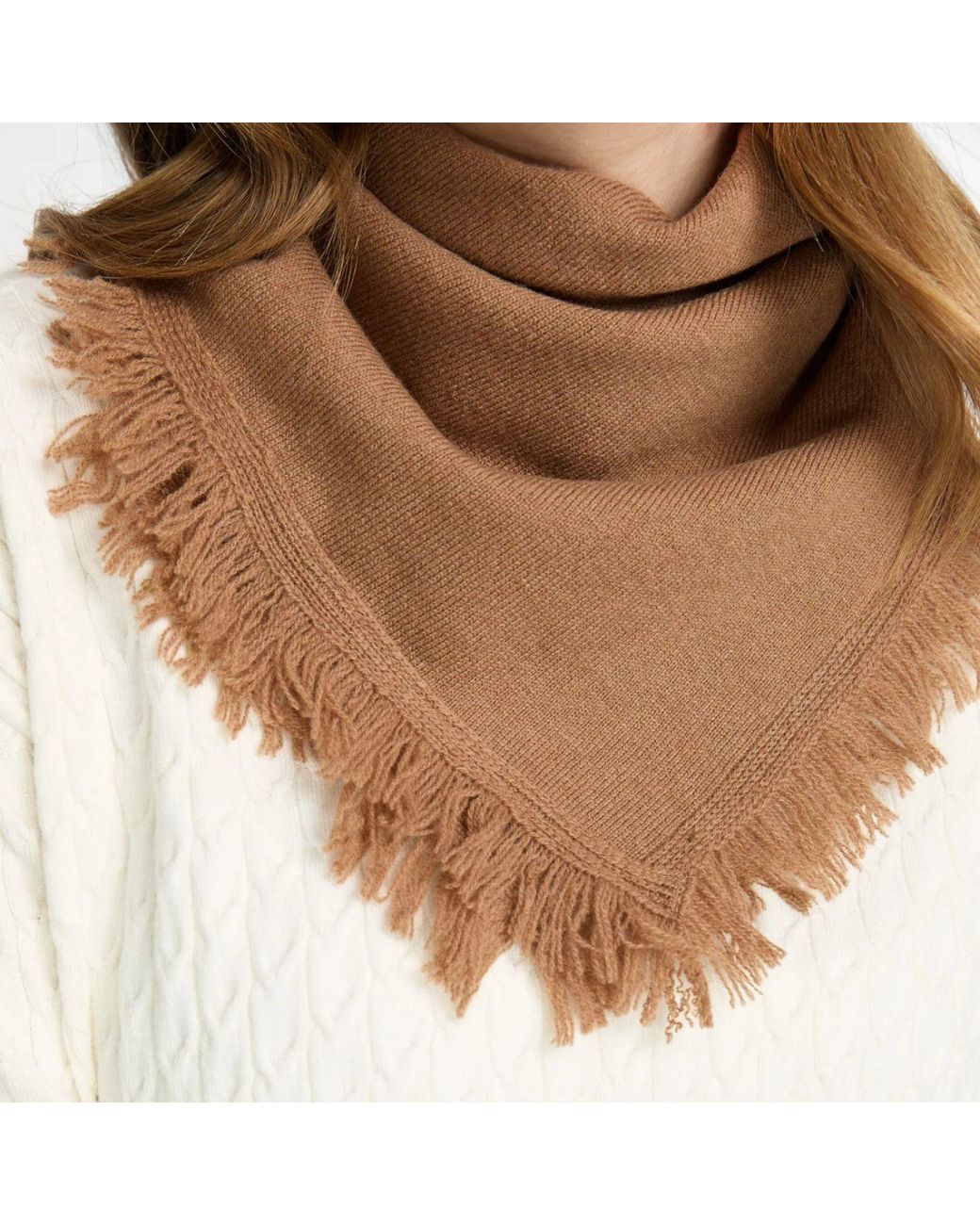 Mohair&Angora Brown Wool Foulard Caria Camel