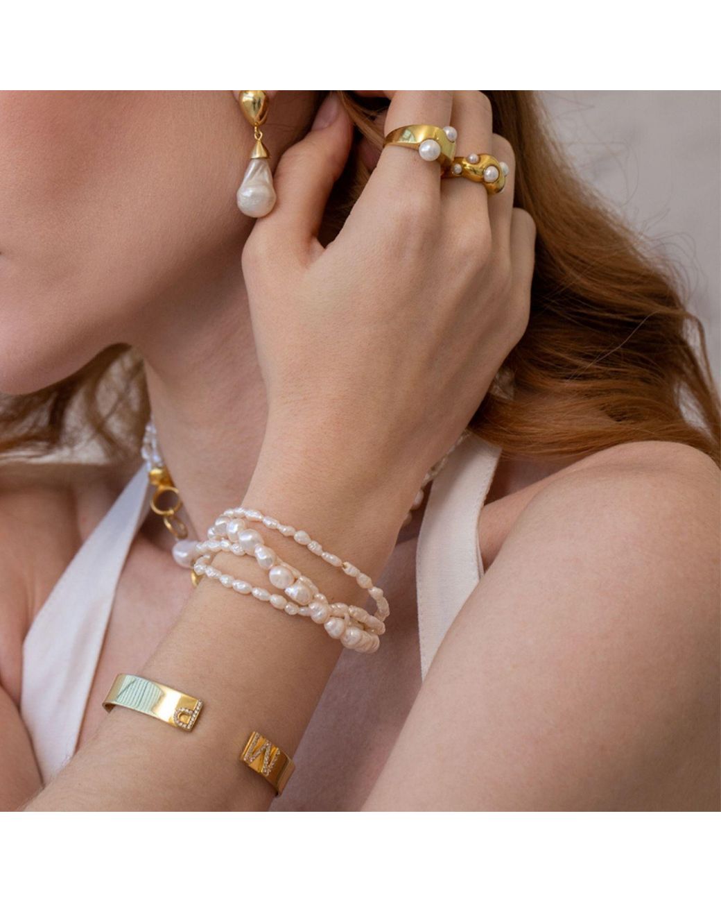 LINYA JEWELLERY Metallic Natural Ocean Pearl Bracelet