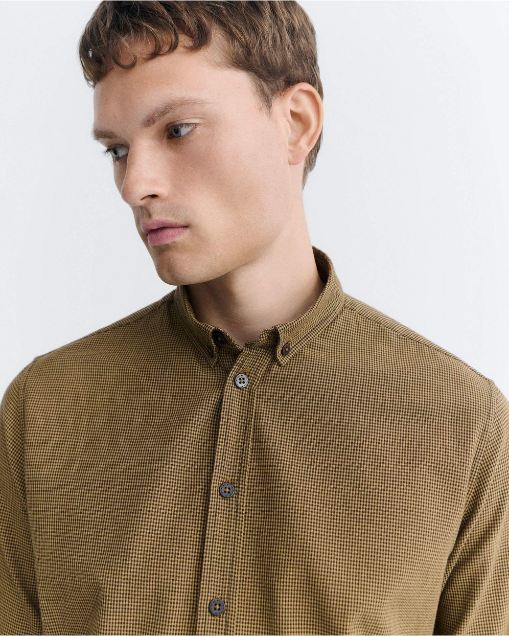 Thinking Mu Brown Ant Camel Checkered Shirt for men