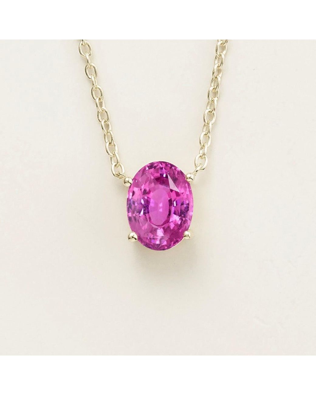 Juvetti Pink Ovo Necklace Set With Vivid Sapphire