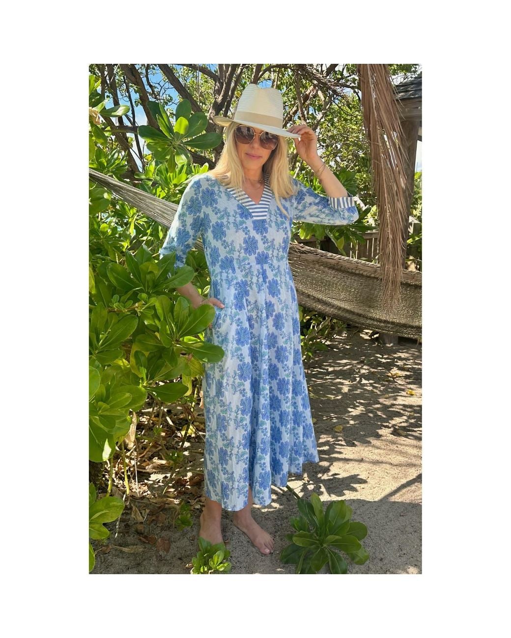 At Last Blue Cotton Rhonda Midi Dress