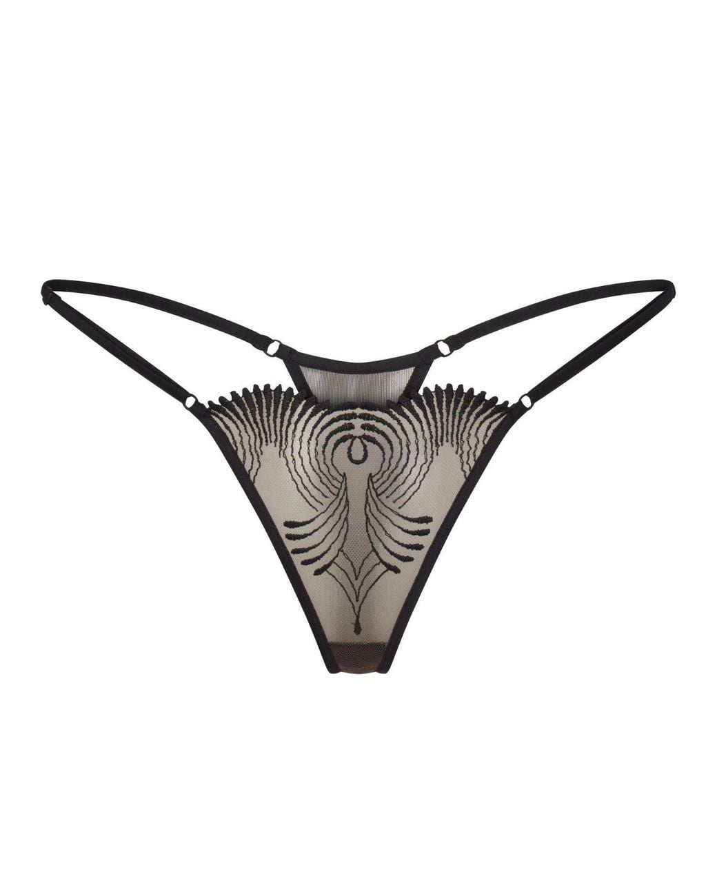 Lunatic Femme Gray Neutrals Love Triangle Embroidered Mini G-String
