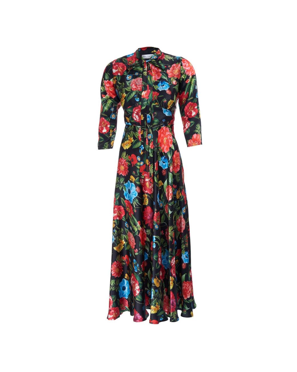 Sofia Tsereteli Red Multi Floral Silk Dress