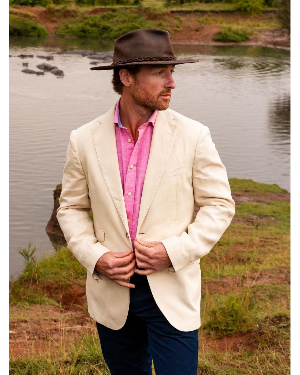 Koy Clothing Natural Neutrals Rift Valley Cream Linen Blazer for men