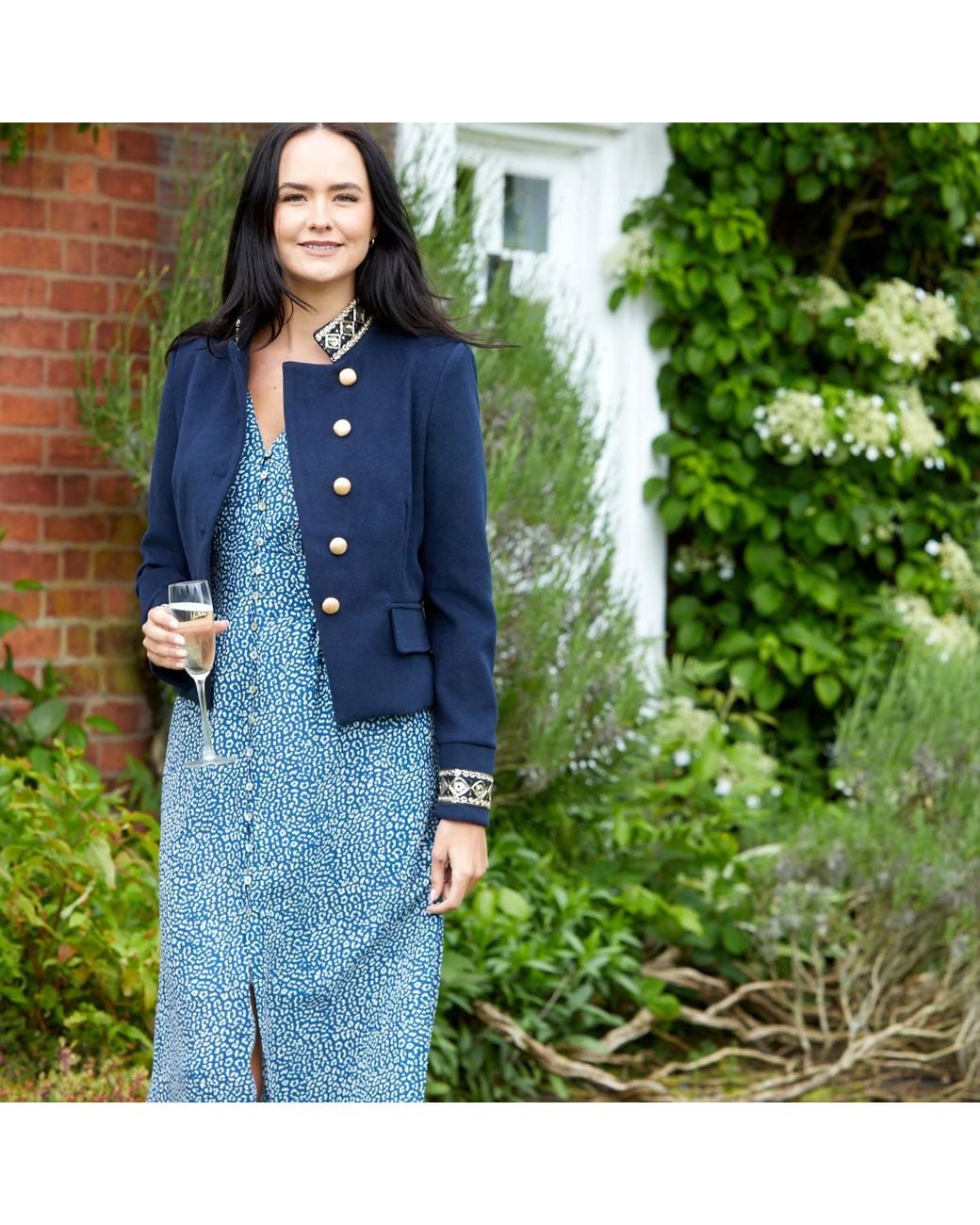 Guinea London Blue Military Jacket With Sequin Braid Details