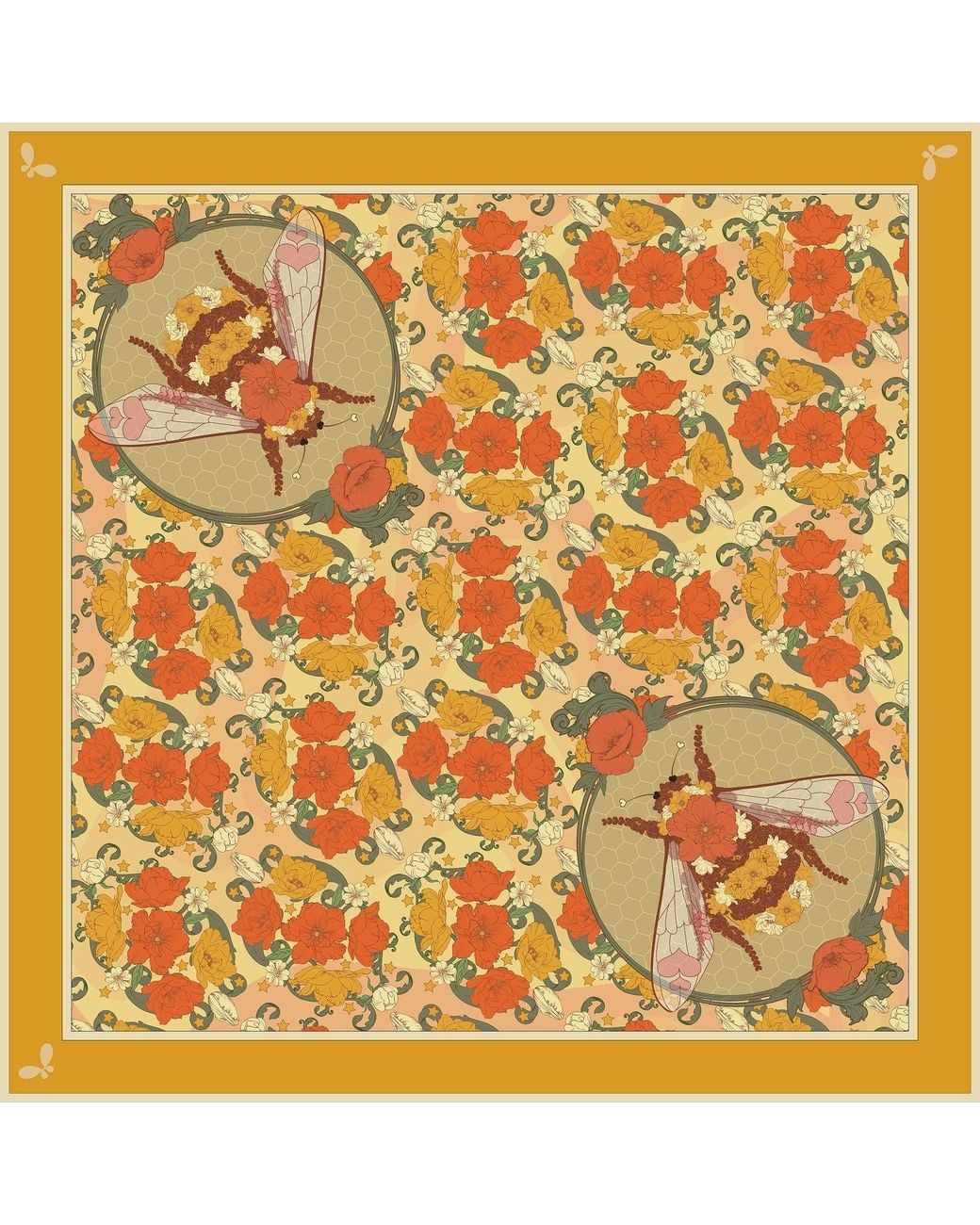 Henelle Metallic Bloom Large Silk Scarf