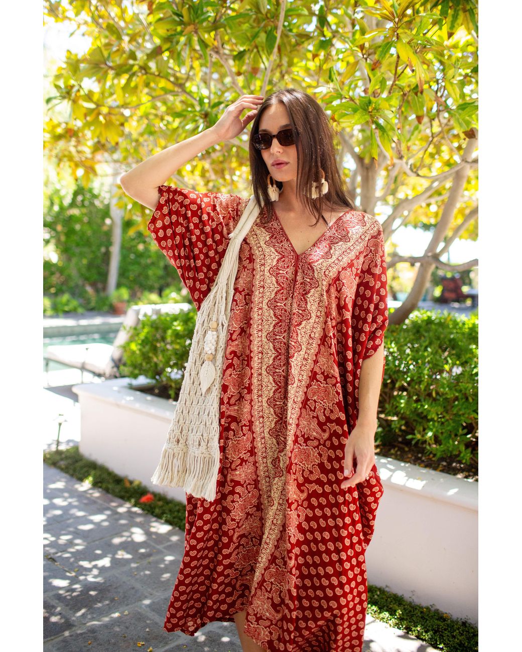 Jennafer Grace Red Artemis Ochre Paisley Caftan