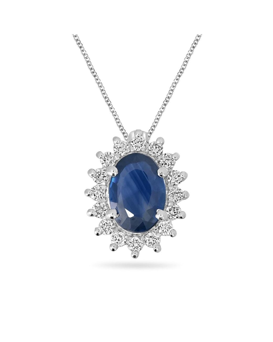 Artisan Blue 18K Sapphire & Diamond Oval Halo Pendant