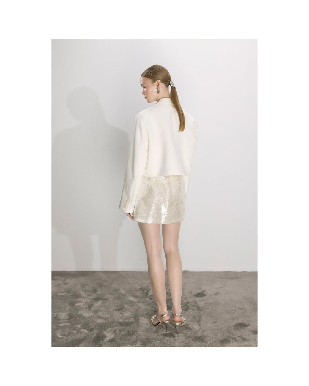 NAZLI CEREN White Marde A-Line Sequin Mini Skirt