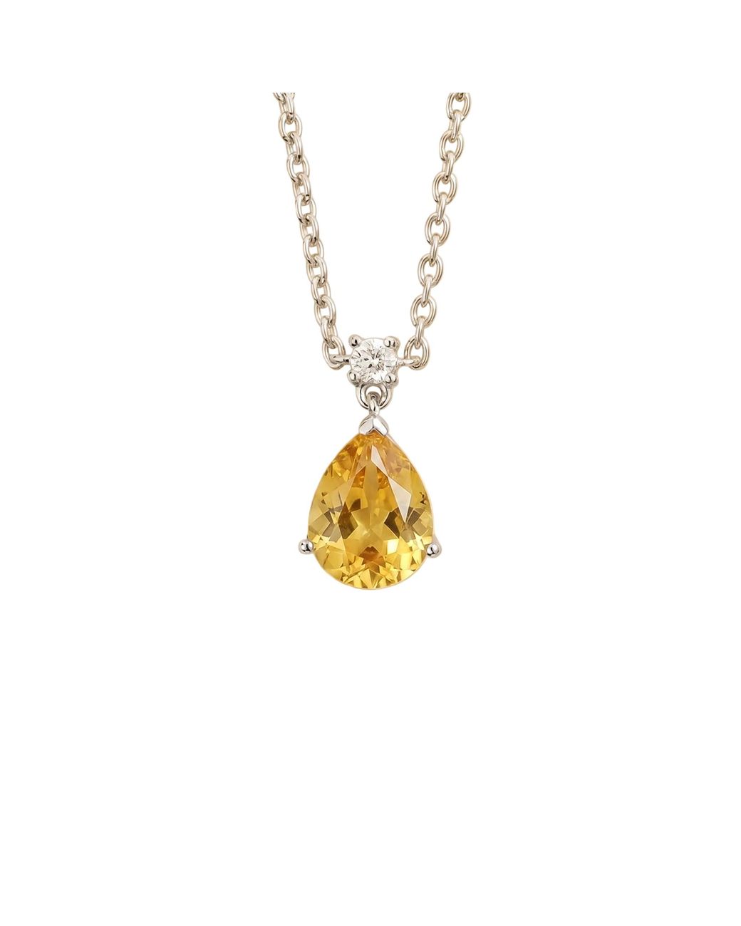 Juvetti Metallic Pisa Sapphire & Diamond Pear Drop Pendant Necklace