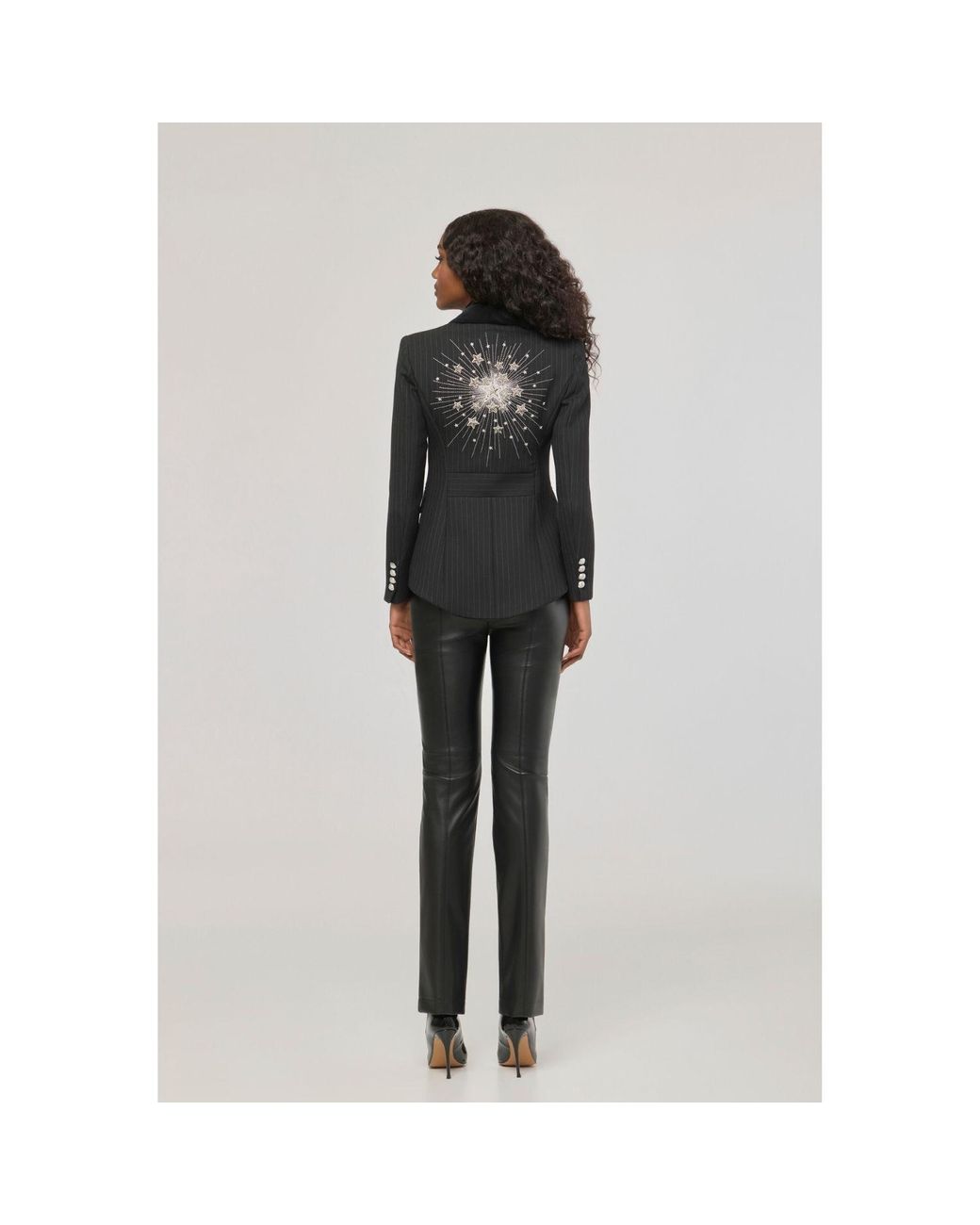 The Extreme Collection Black Pinstripe Blazer With Jewel Embroidery The Gardens