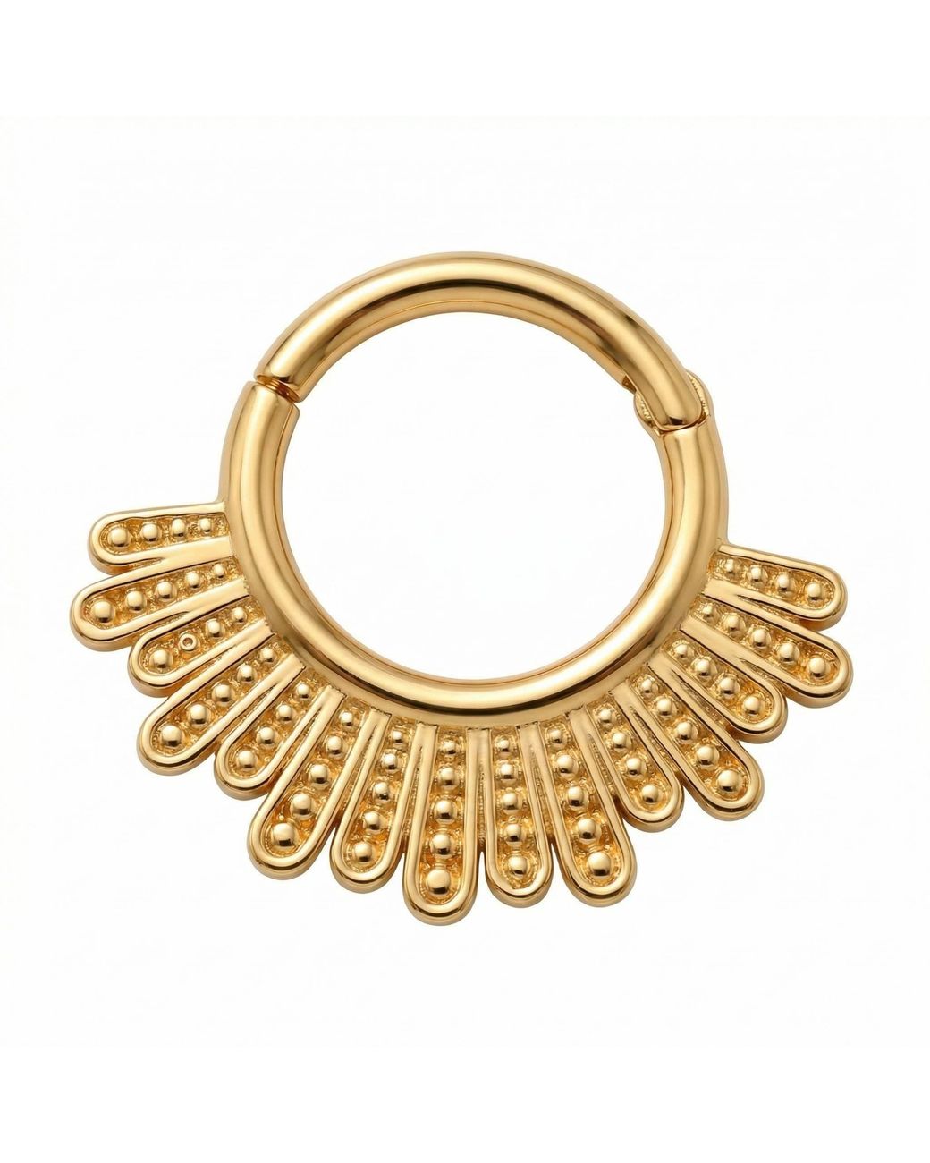 Zahav Jewelry Metallic 14K Solid 16G 8Mm Sunburst Clicker Hoop