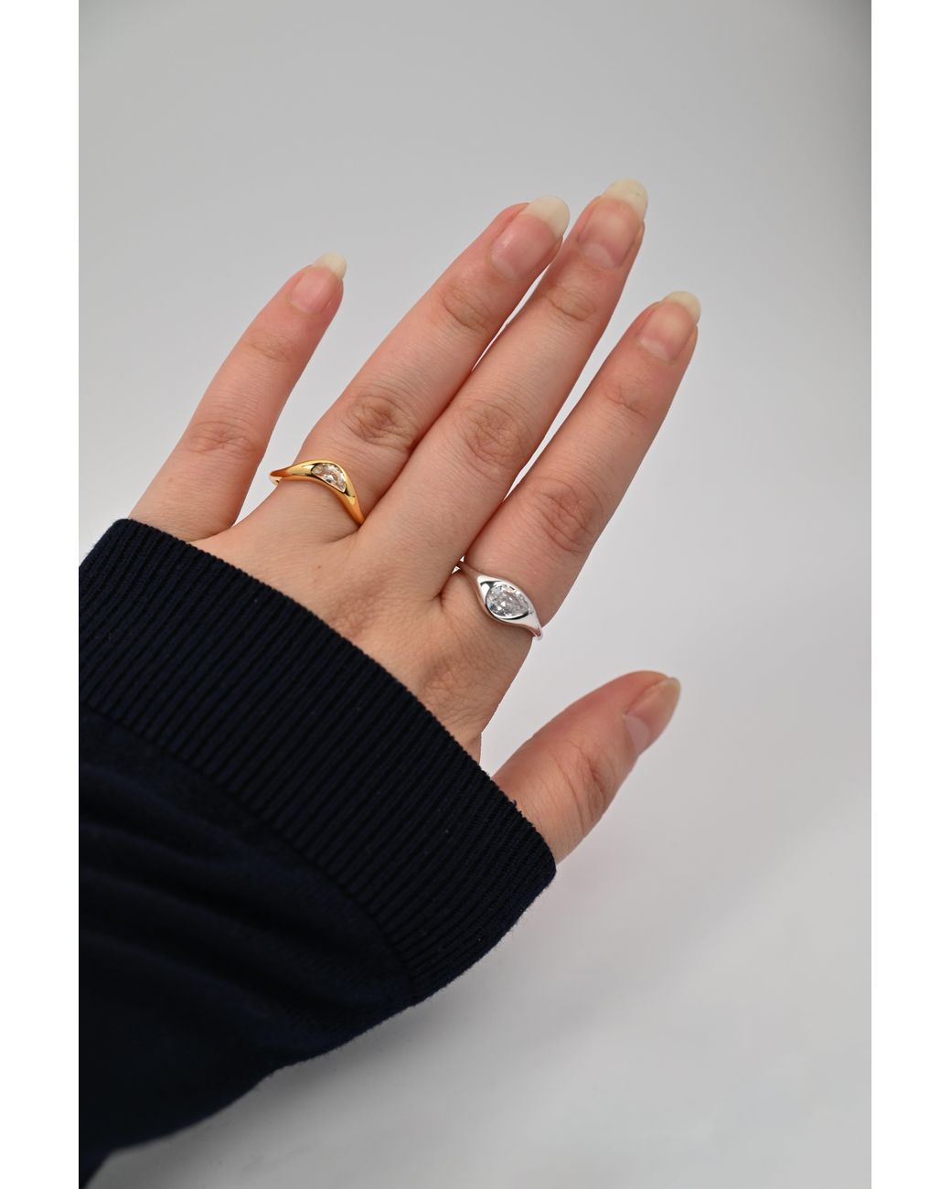 Zynnia Collective Metallic Two Tone Double Ring Set