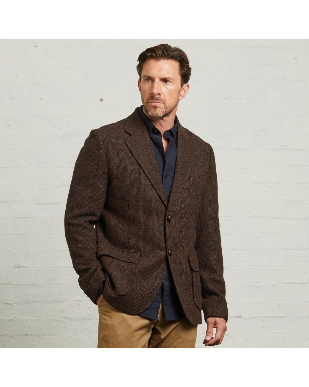 Guards London Brown Lawrence Tweed Heritage Wool Blazer for men