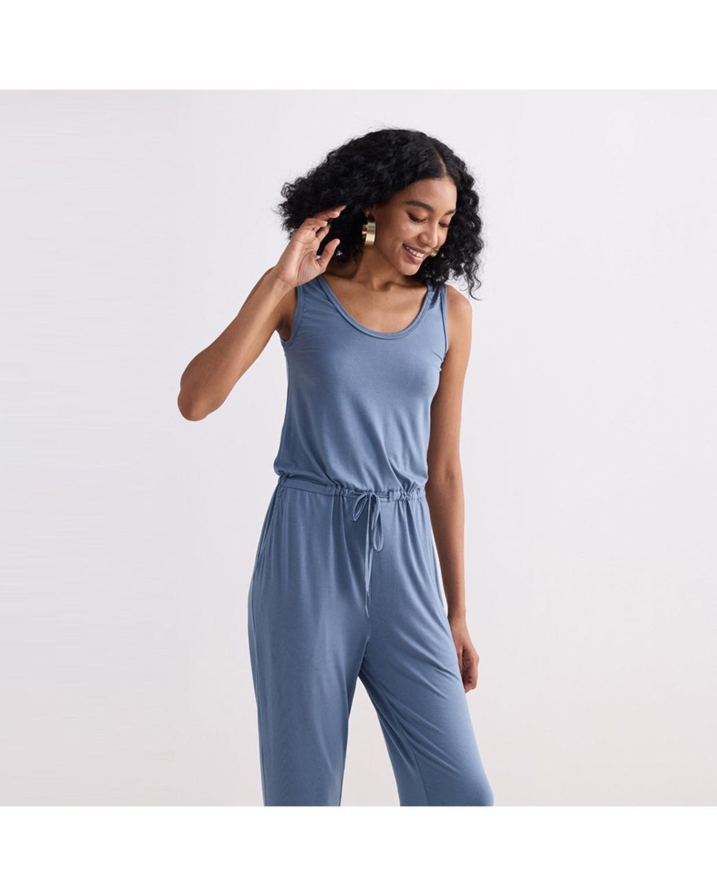 REISTOR Blue Relaxed Drawstring Jumpsuit