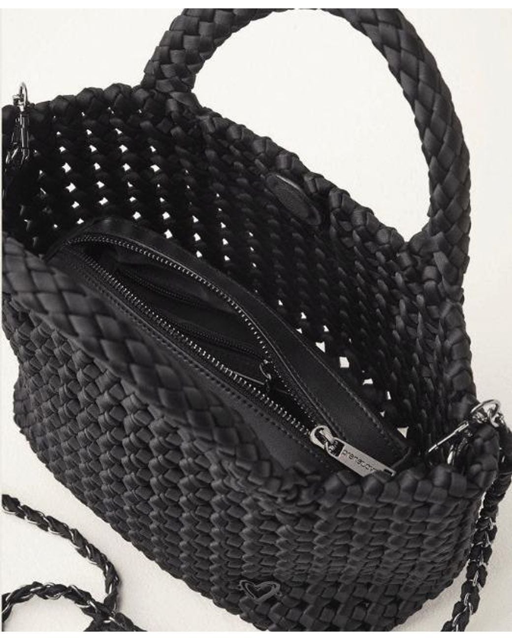 Prenelove Black Cambridge Small Woven Hand-Knotted Tote