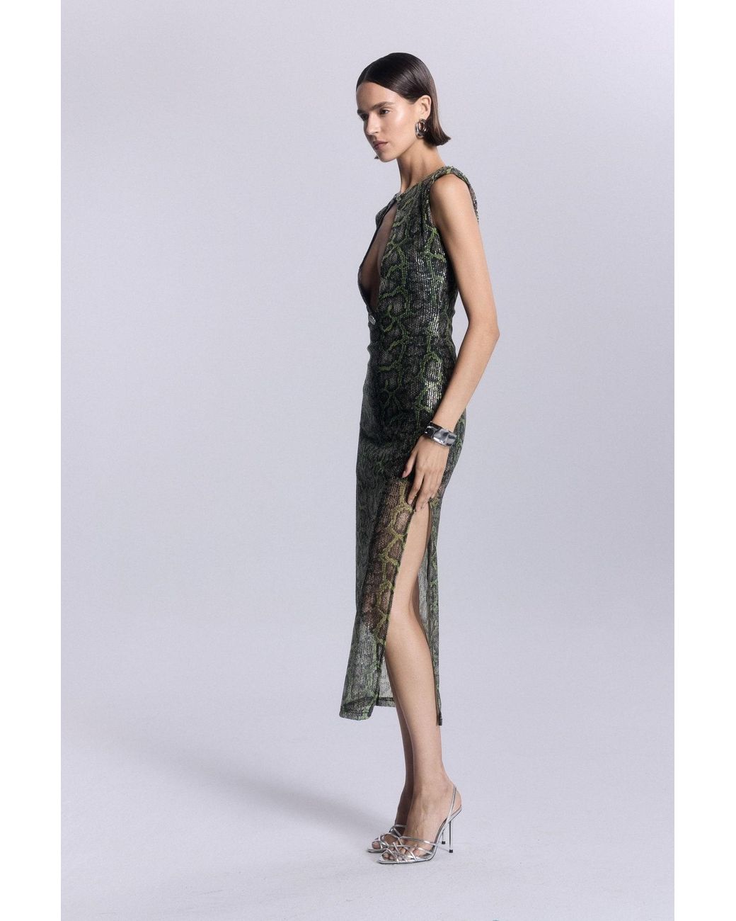 No'design Green Borgia Cut-Out Long Dress