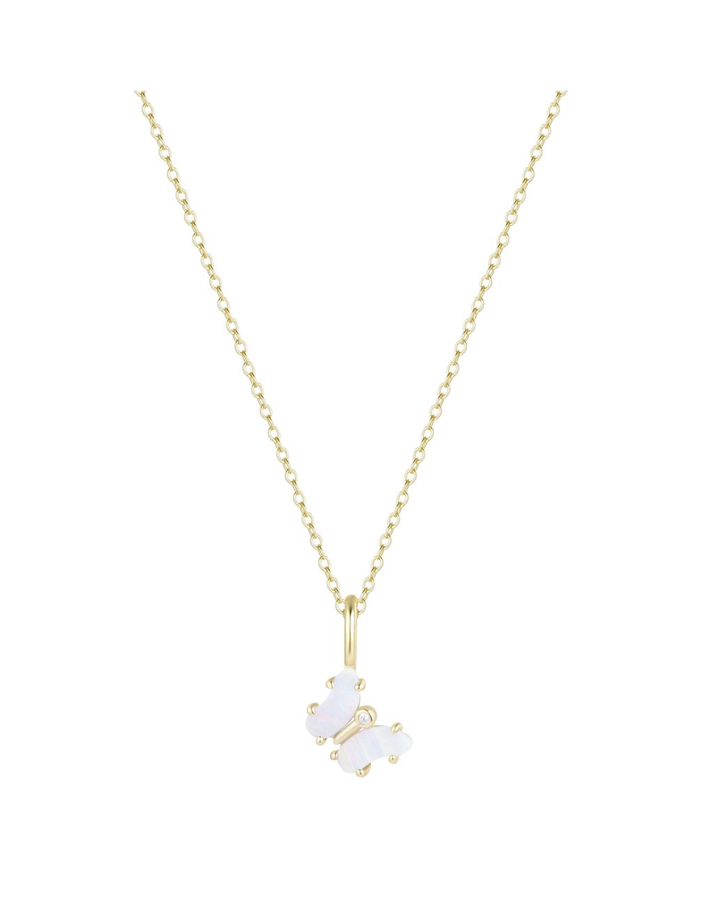 KAMARIA Metallic Mini Opal Butterfly Charm Necklace