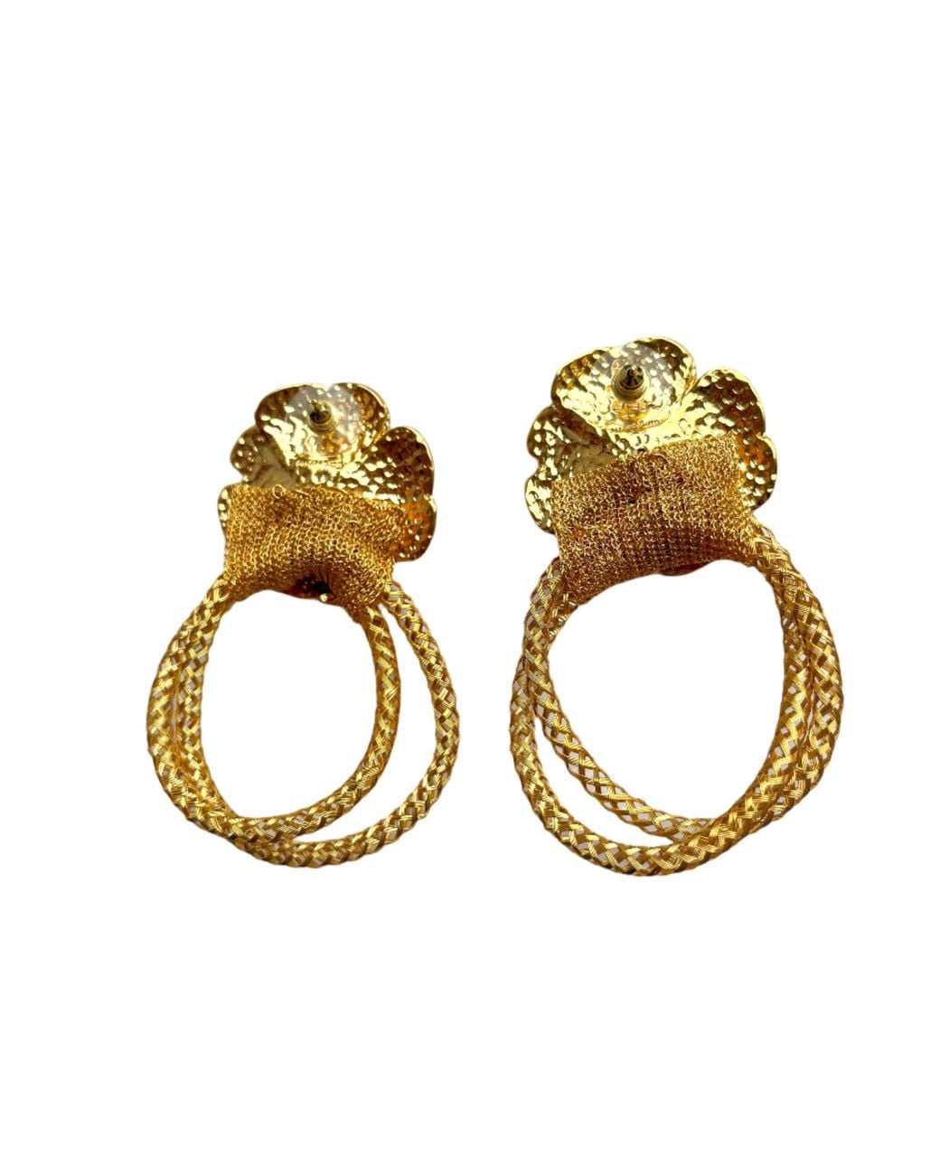 Laura Gray Metallic Flower Hoop Post Earrings