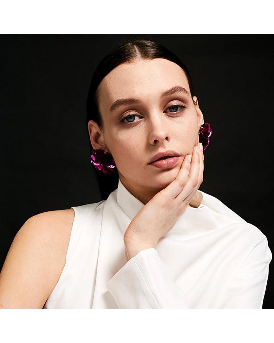 PINAR OZEVLAT Pink Blossom Earrings Fuchsia