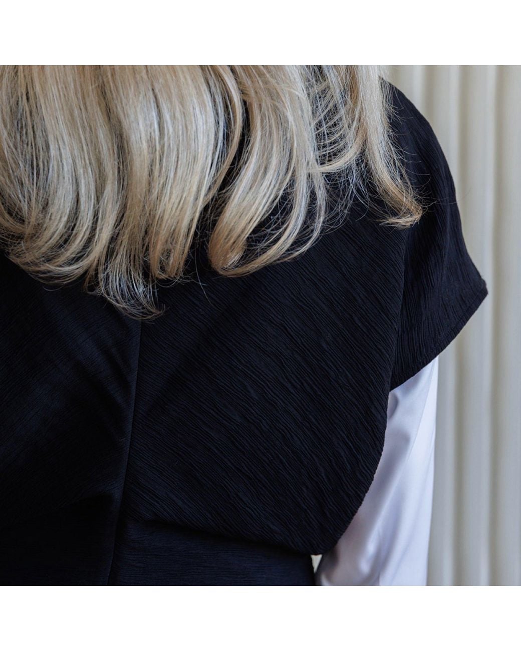 London Atelier Byproduct Black Crinkled A Line Dress