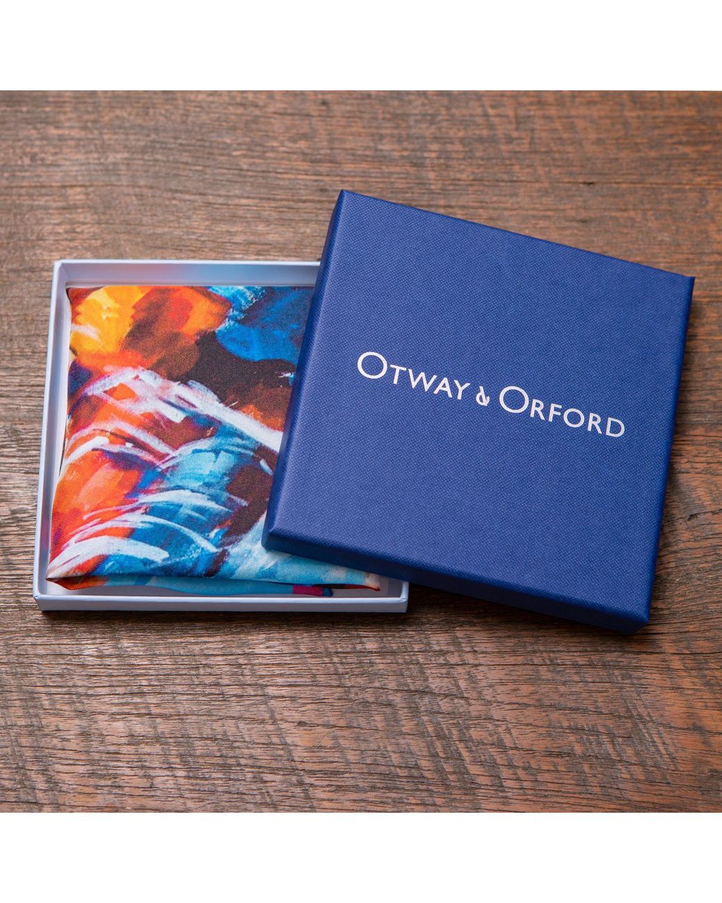 Otway & Orford Blue 'Break Away' Cycling Silk Pocket Square. Full-Size for men