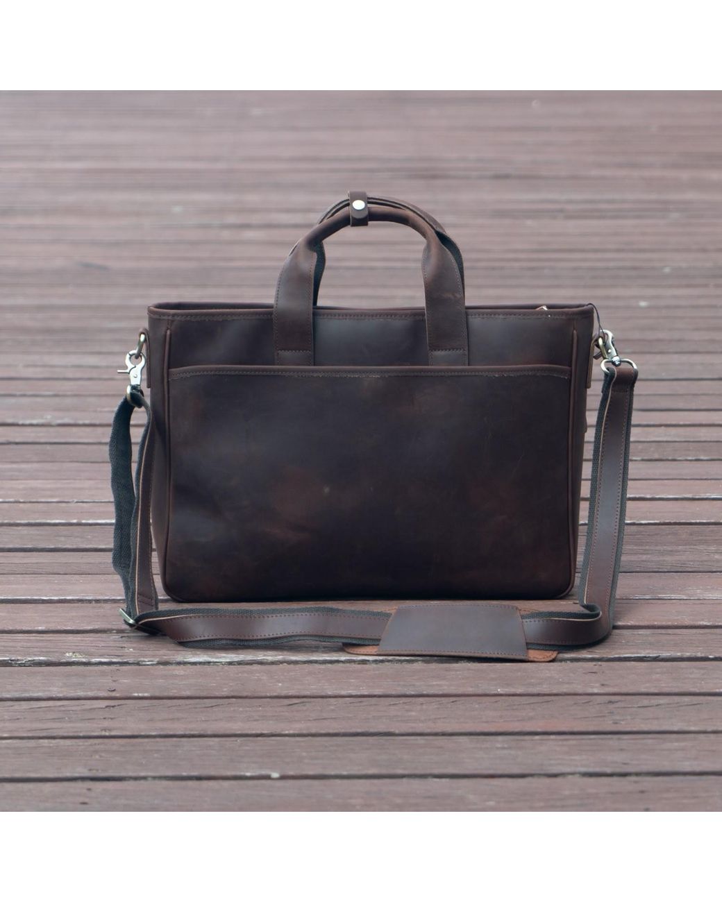 Touri Black Genuine Leather Urban Business Laptop Bag for men
