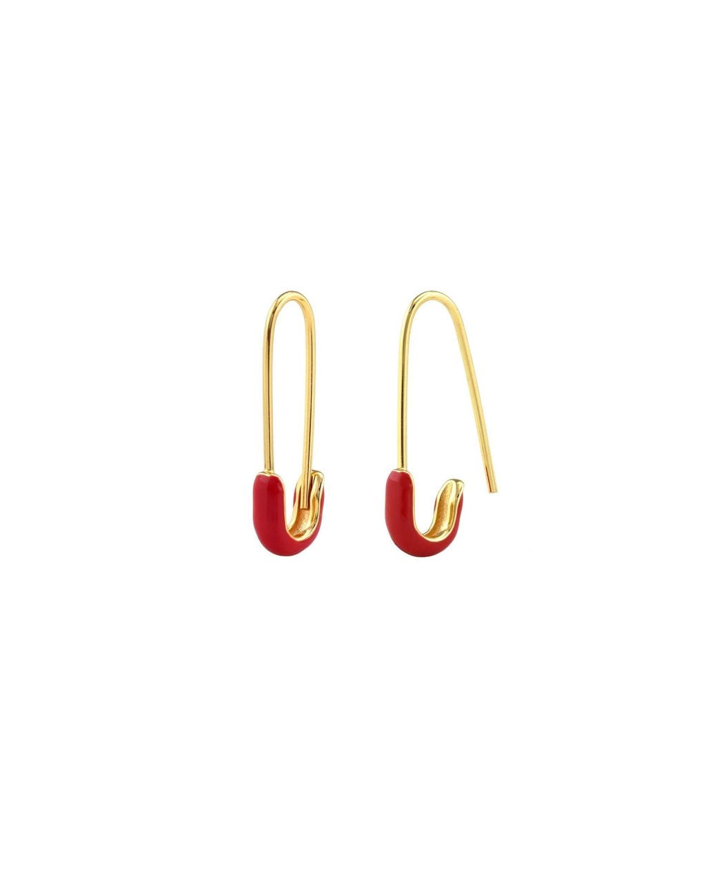 Kris Nations Pink Safety Pin Enamel Hoop Earrings