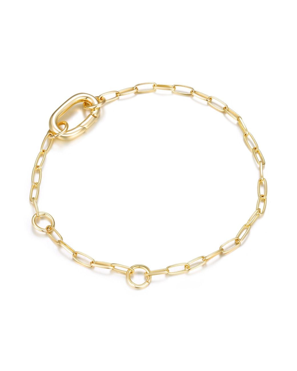 KAMARIA Metallic Paperclip Chain Charm Bracelet With Carabiner Clasp