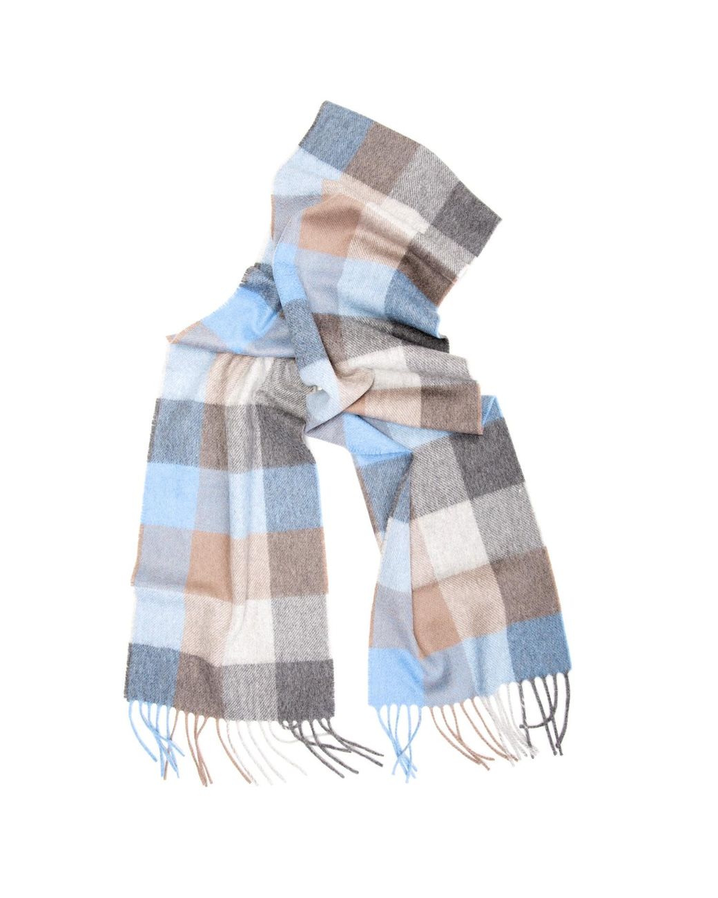 Kinalba Blue Oban Cool Azure Block Cashmere Scarf for men
