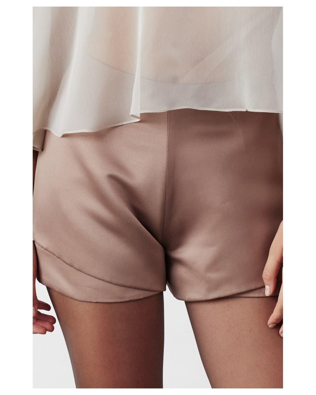 NAZLI CEREN White Maude Mini Satin Shorts