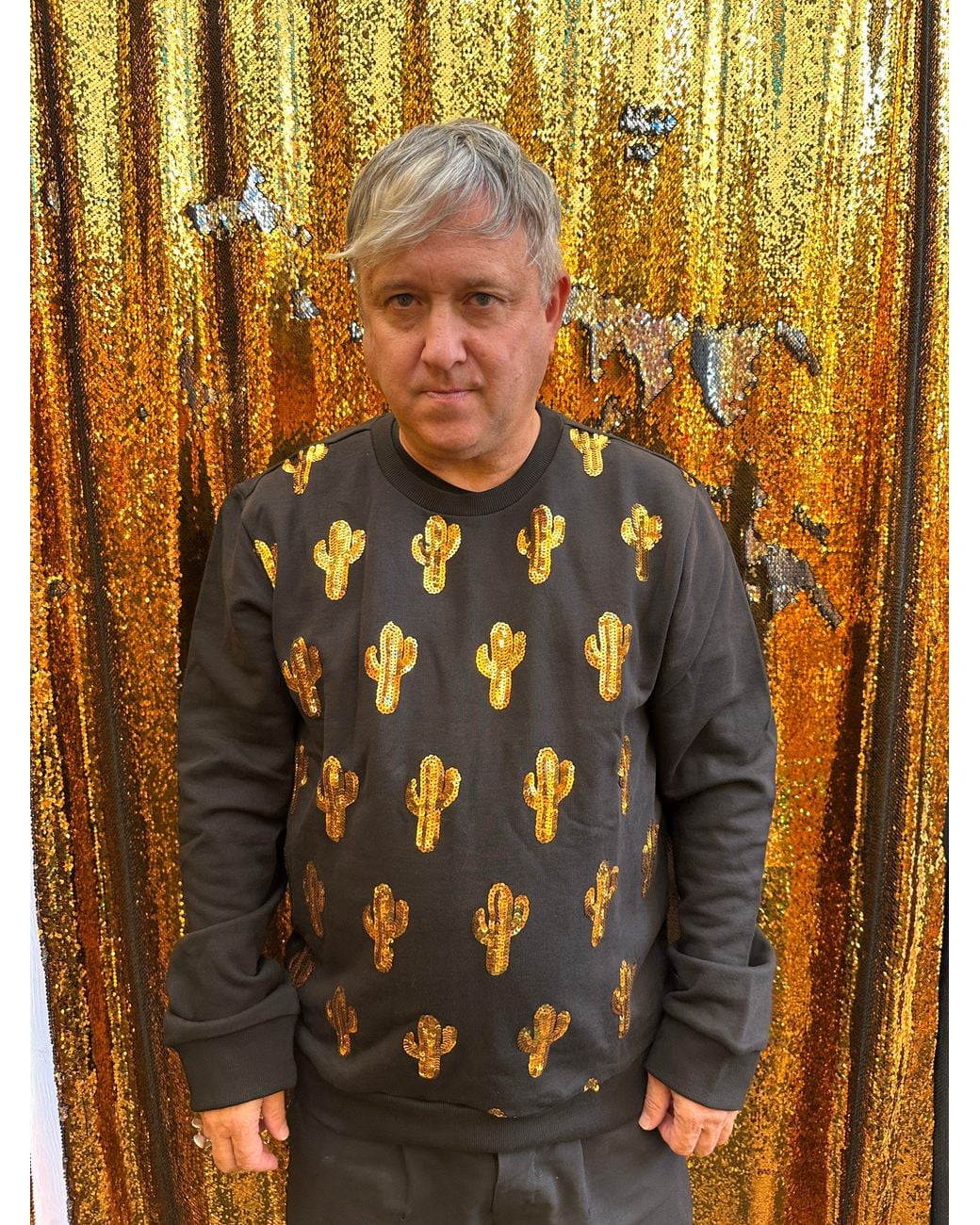 Any Old Iron Blue Small Sequin Cactus Sweatshirt for men