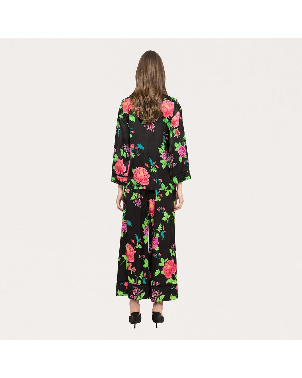 Nissa Green Printed Viscose Shirt