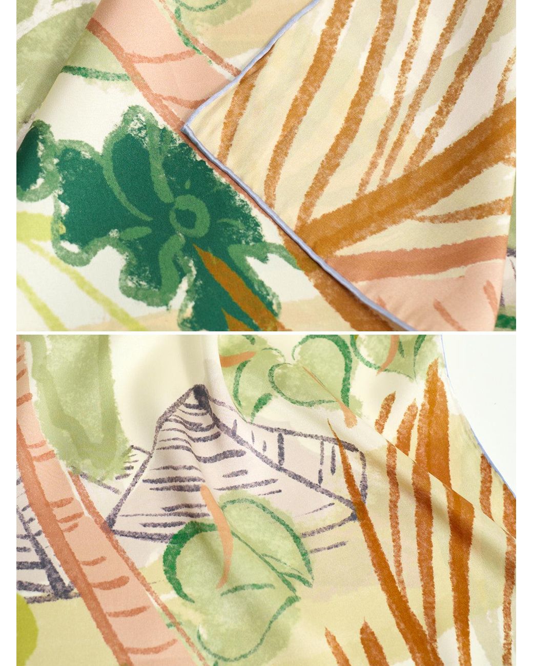 Lost Pattern Green Little Dix Bay Large Silk Scarf