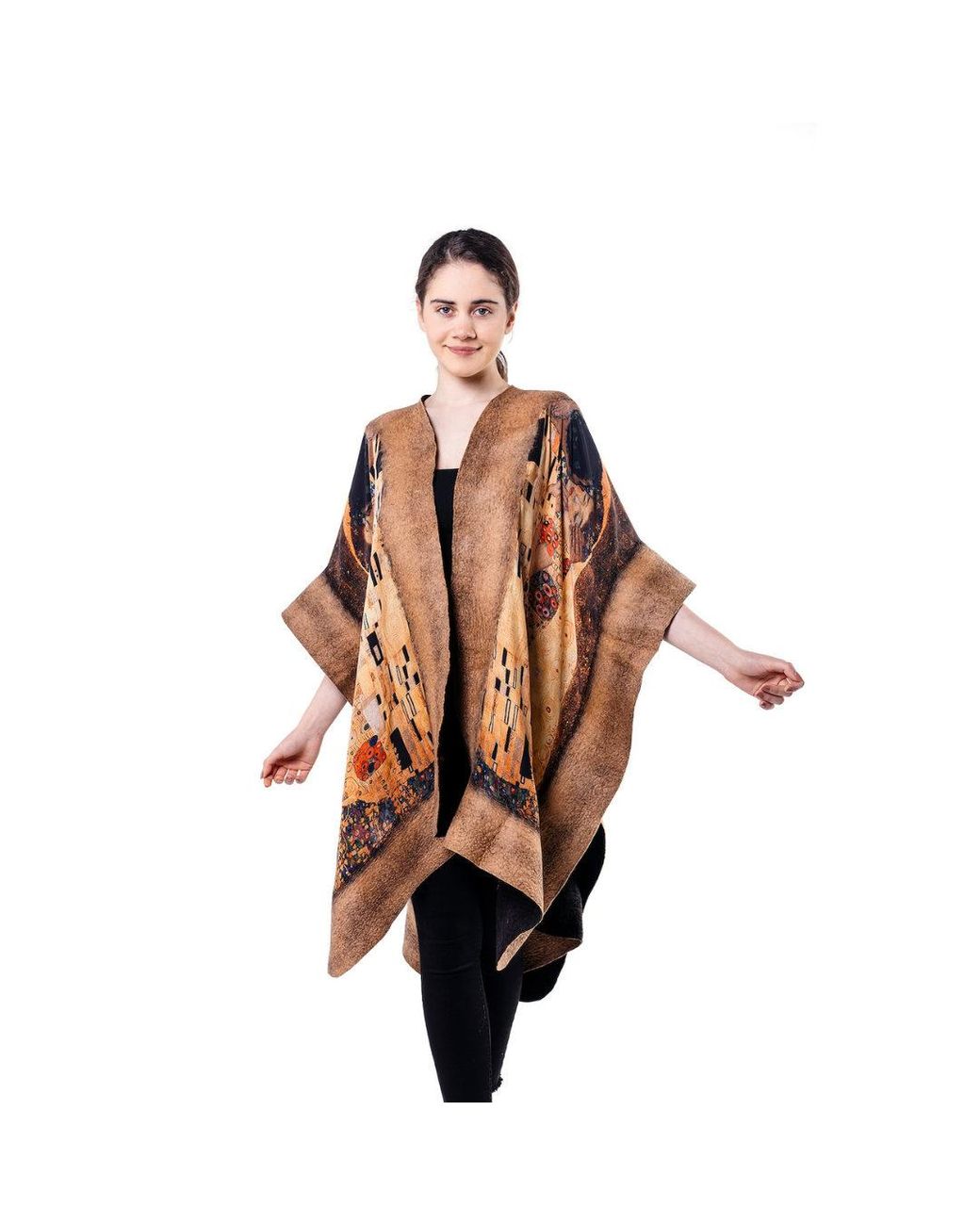 Lumina Eligma Brown Poncho Mulberry Silk & Merino Handmade Felt