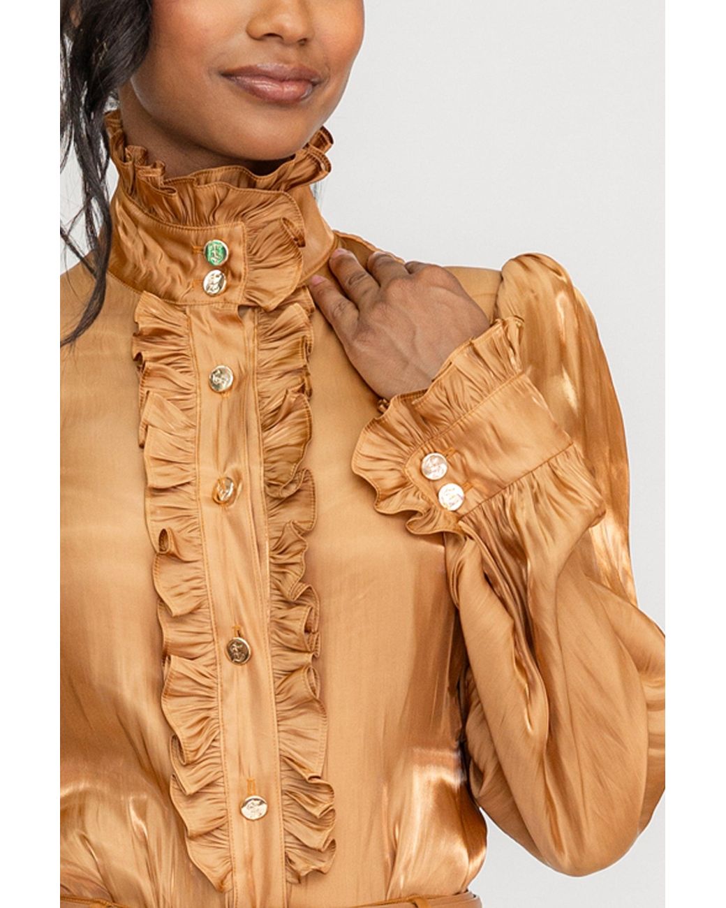 Zetaye Brown Carrington High Neck Blouse