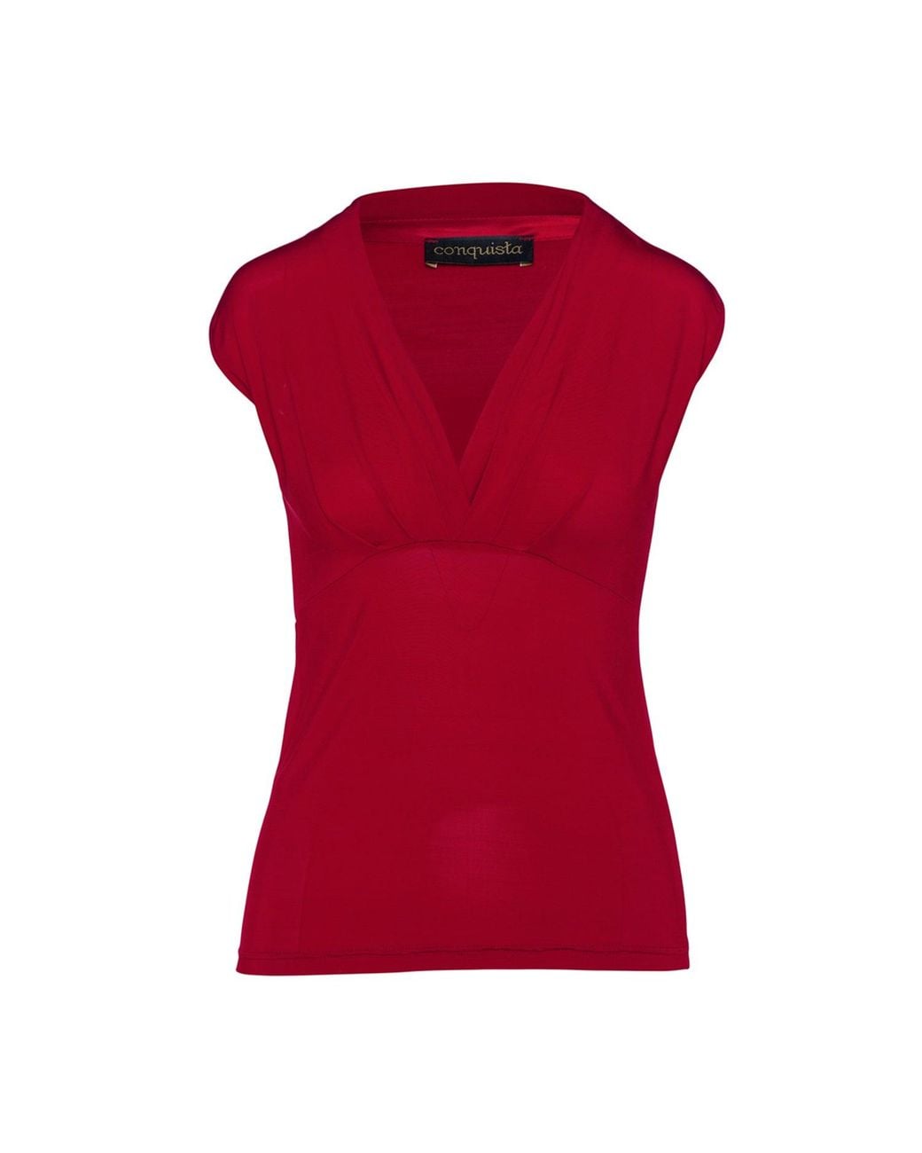 Conquista Red Faux Wrap Sleeveless Top