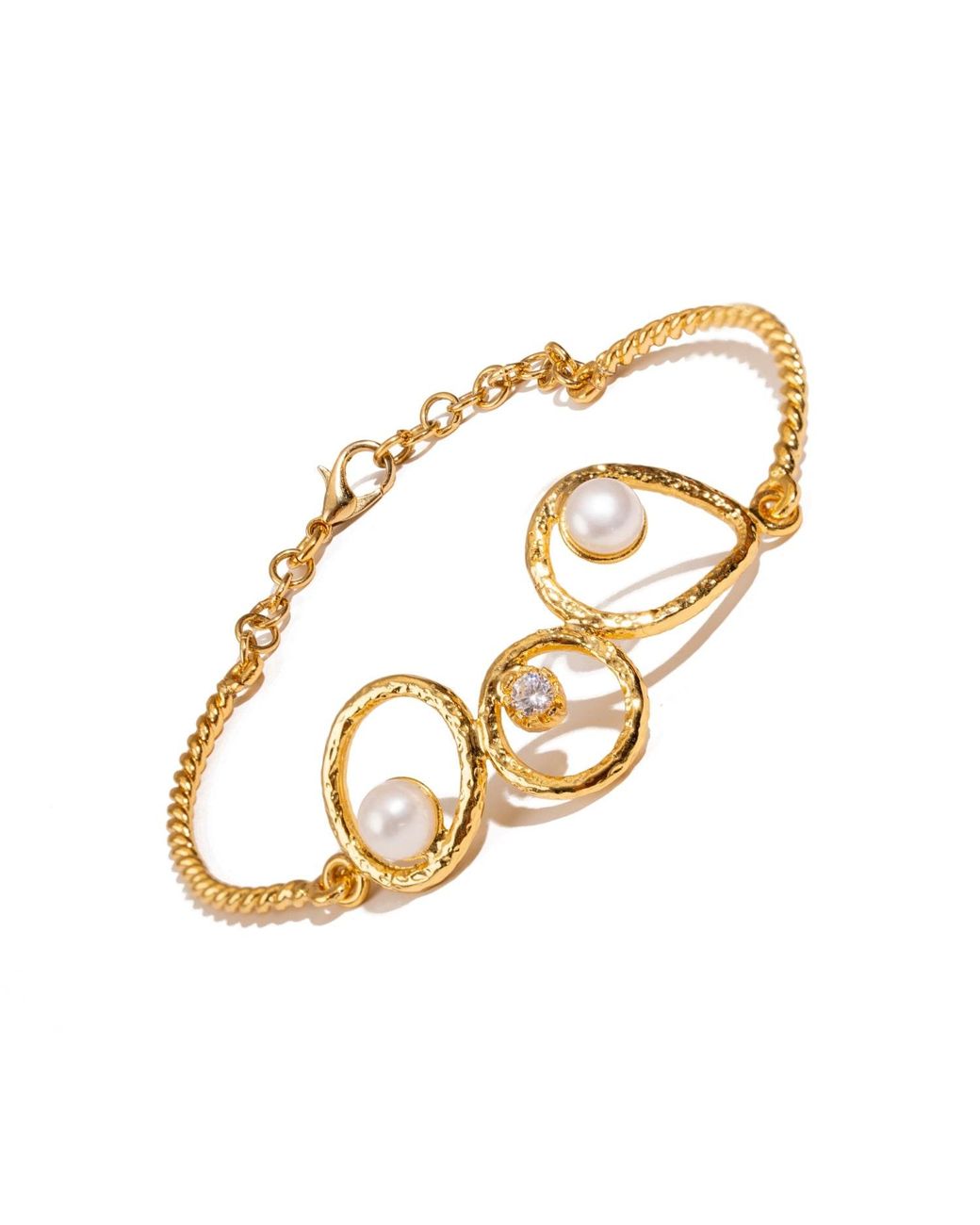 Ebru Jewelry Metallic Handmade Radiance Pearl & Adjustable Bracelet