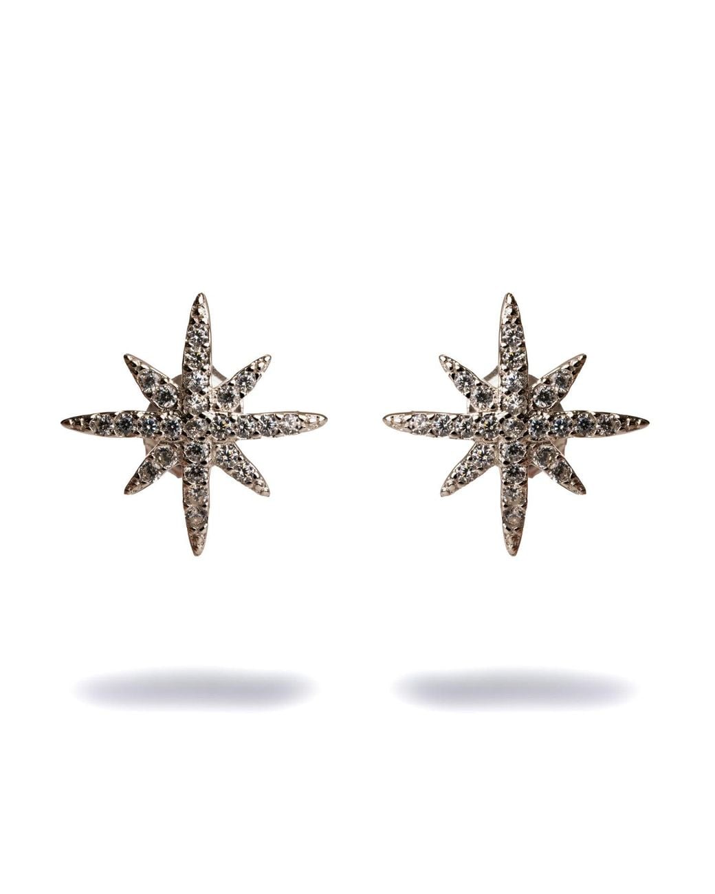 Ebru Jewelry White Guidance North Star Sterling & Diamond Stud Earrings